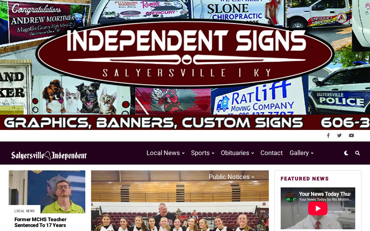 Salyersville Independent local news homepage used for selected Magoffin arrest reporting